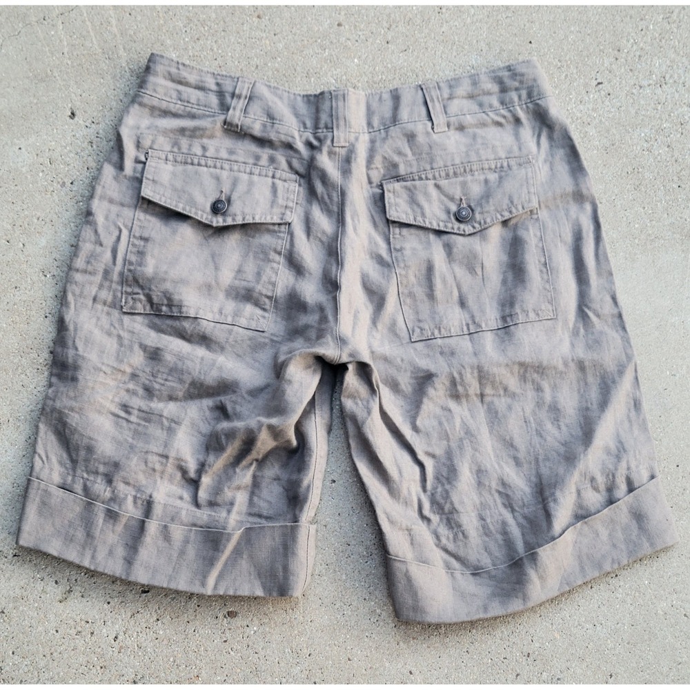 Gap Cargo Shorts Mid Rise Junior Size 1 Light Olive Green Outdoor Casual Linen - Picture 2 of 7
